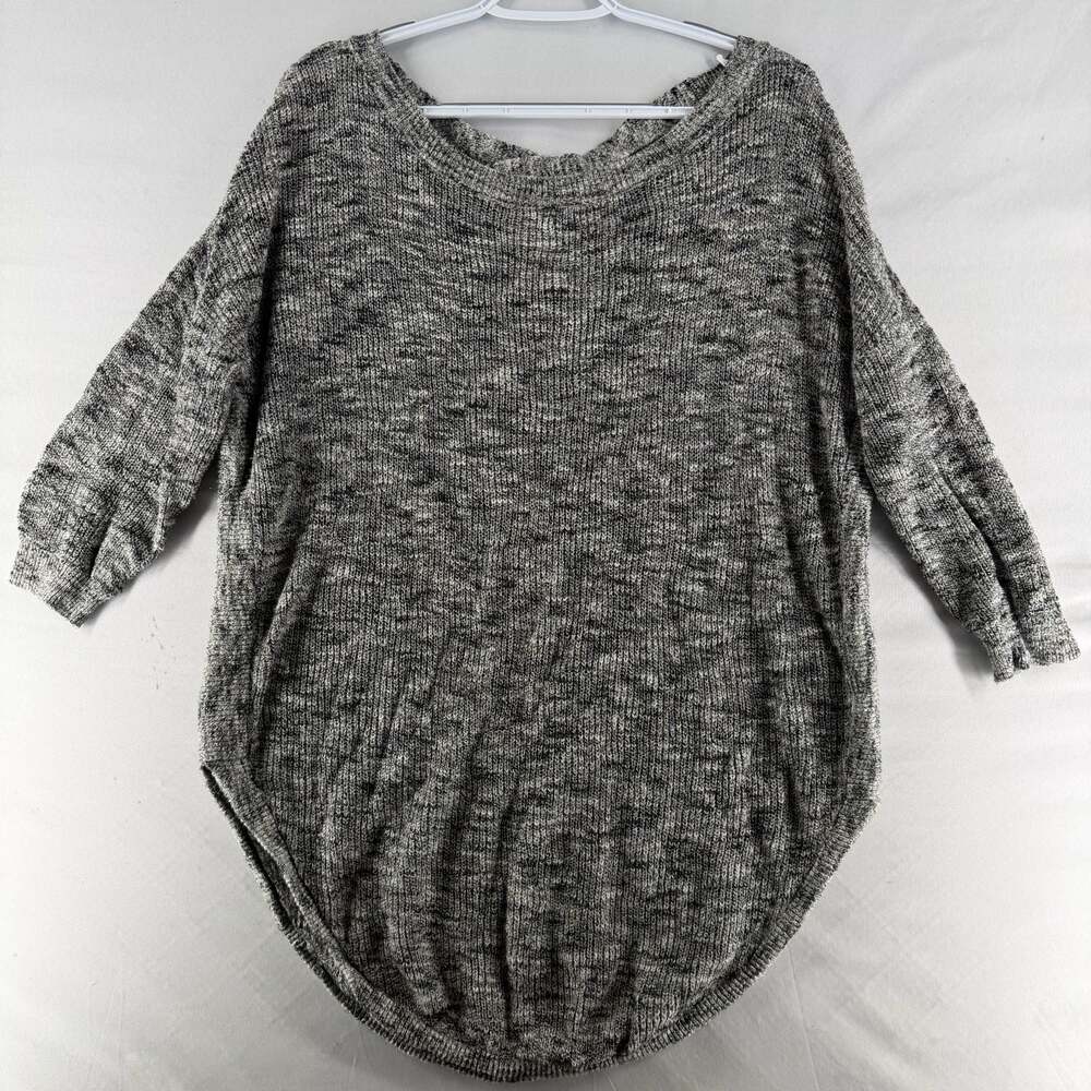 1064 Small Express Women's Gray Marl Knit Sweater with Criss-Cross Back